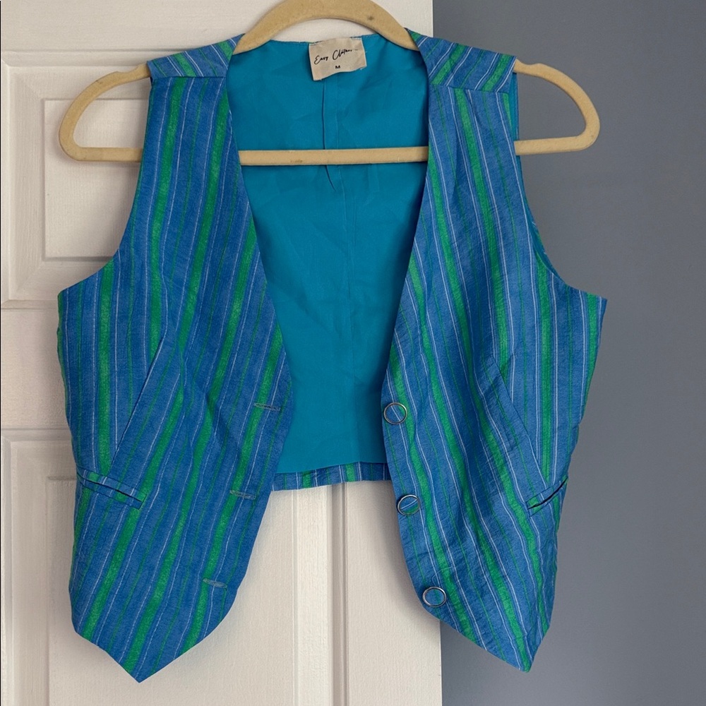 Vibrant Striped Vest in Blue and Green